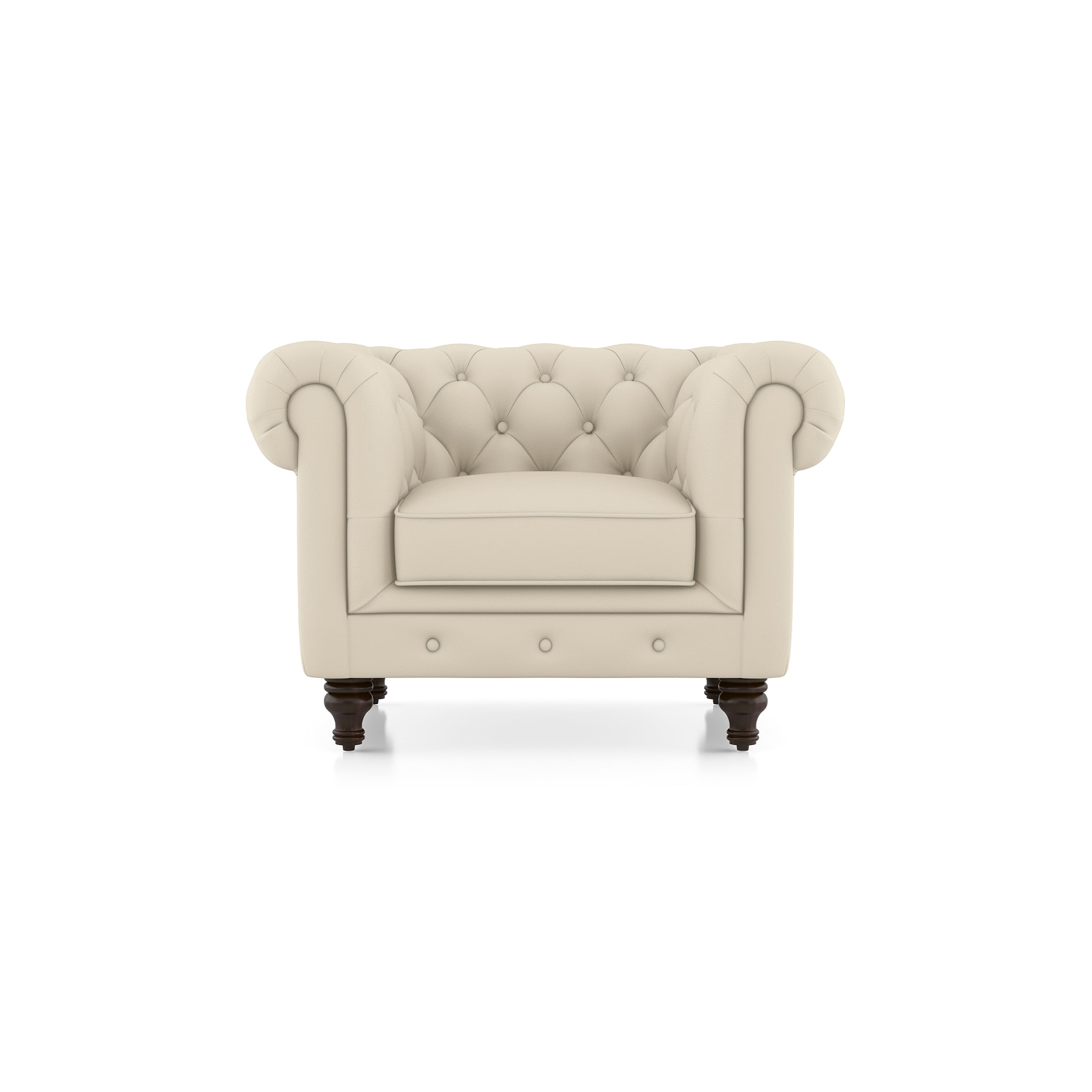 Winchester 1 Seater Half Leather Sofa In Creme Fraiche Italian Leather - Urban Ladder