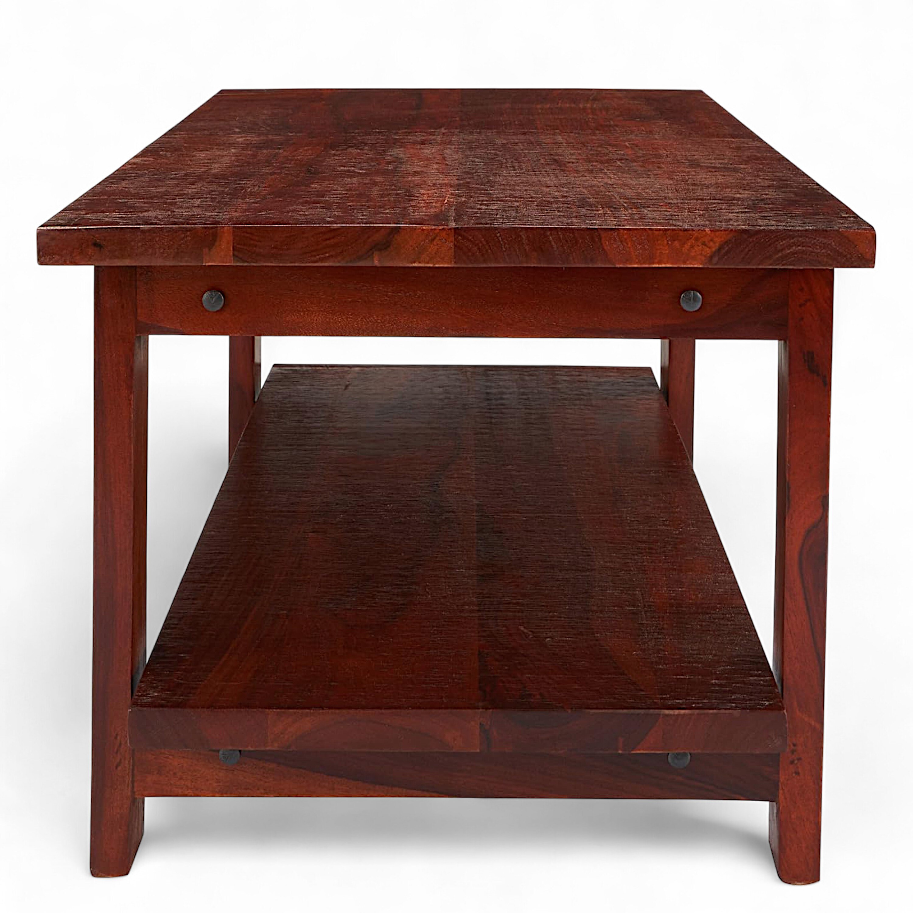 Aroda Sheesham Wood Contemporary Rectangle Coffee Table In Honey Finish