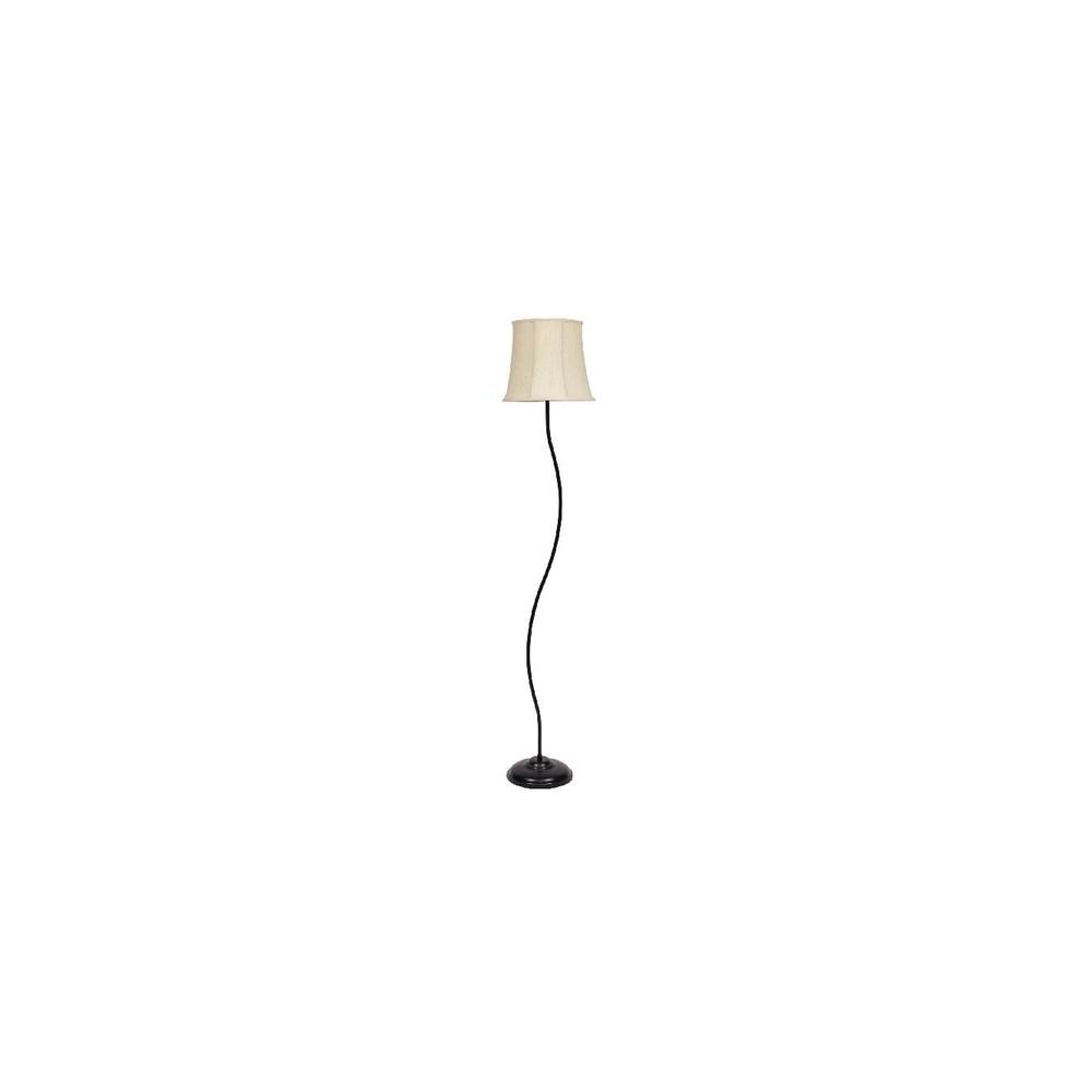 Milo Off White Fabric Floor Lamp with Black Iron Base