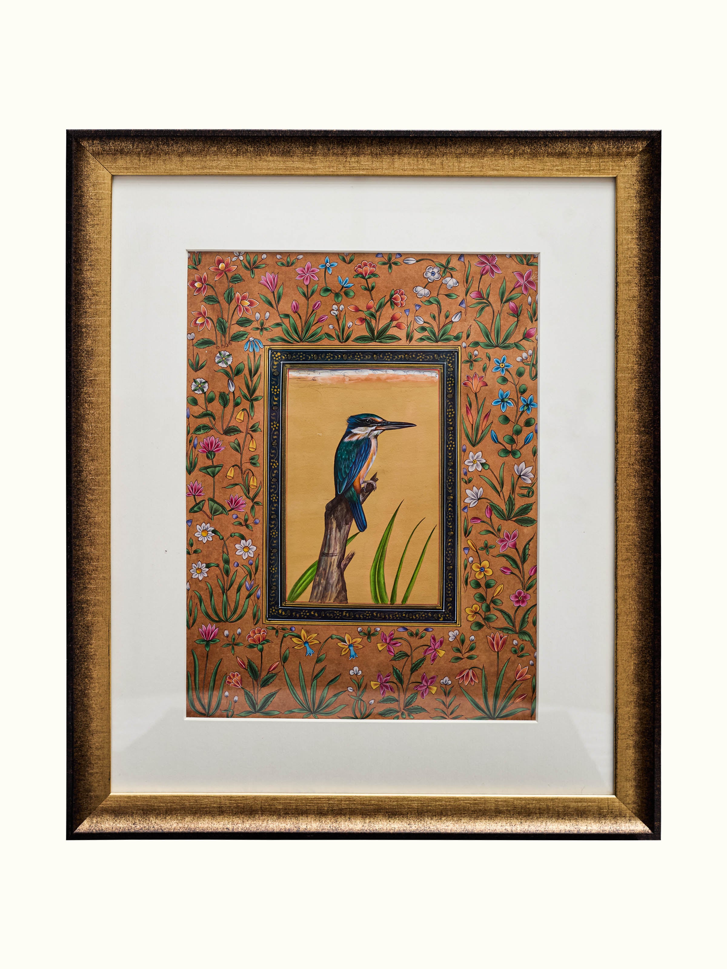 Kingfisher on The Branch Miniature Painting