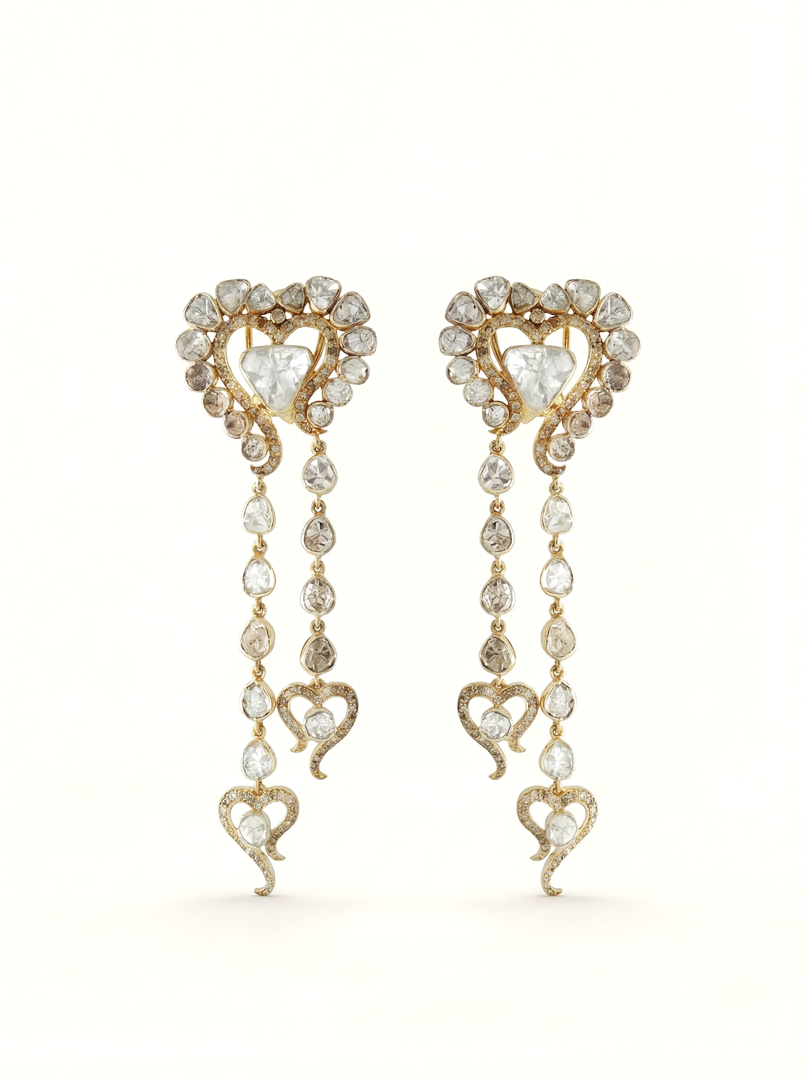 Dank Polki 14 Karat Gold Drop Earrings