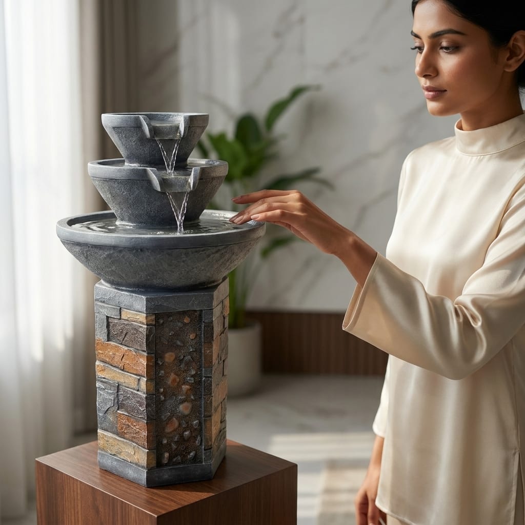 Water Fountain Harmony Falls 3-Tier Water Fountain in Multicolor Colour - Vedas
