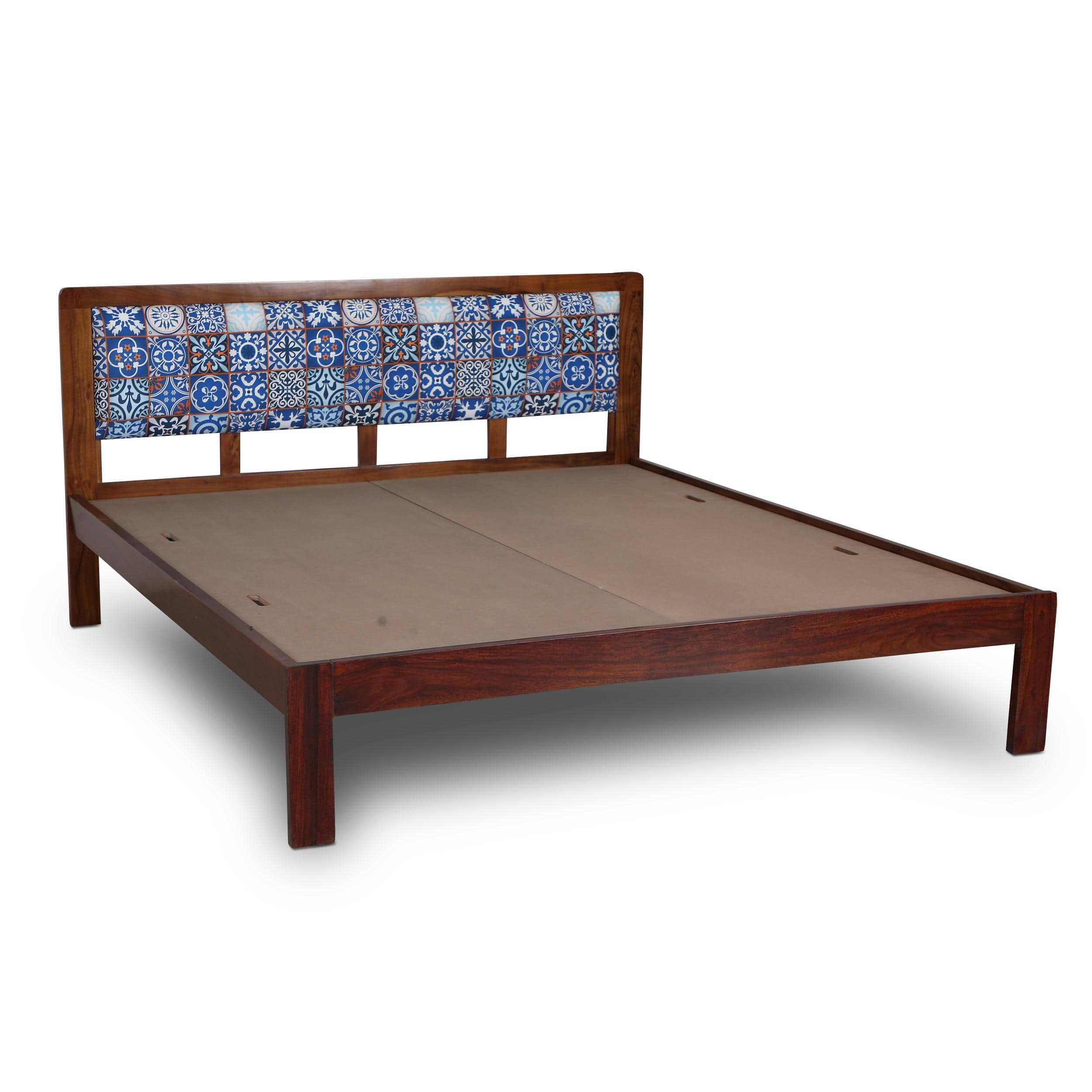 Sierra Solid Wood Non Storage Queen Bed in Provincial Teak Finish