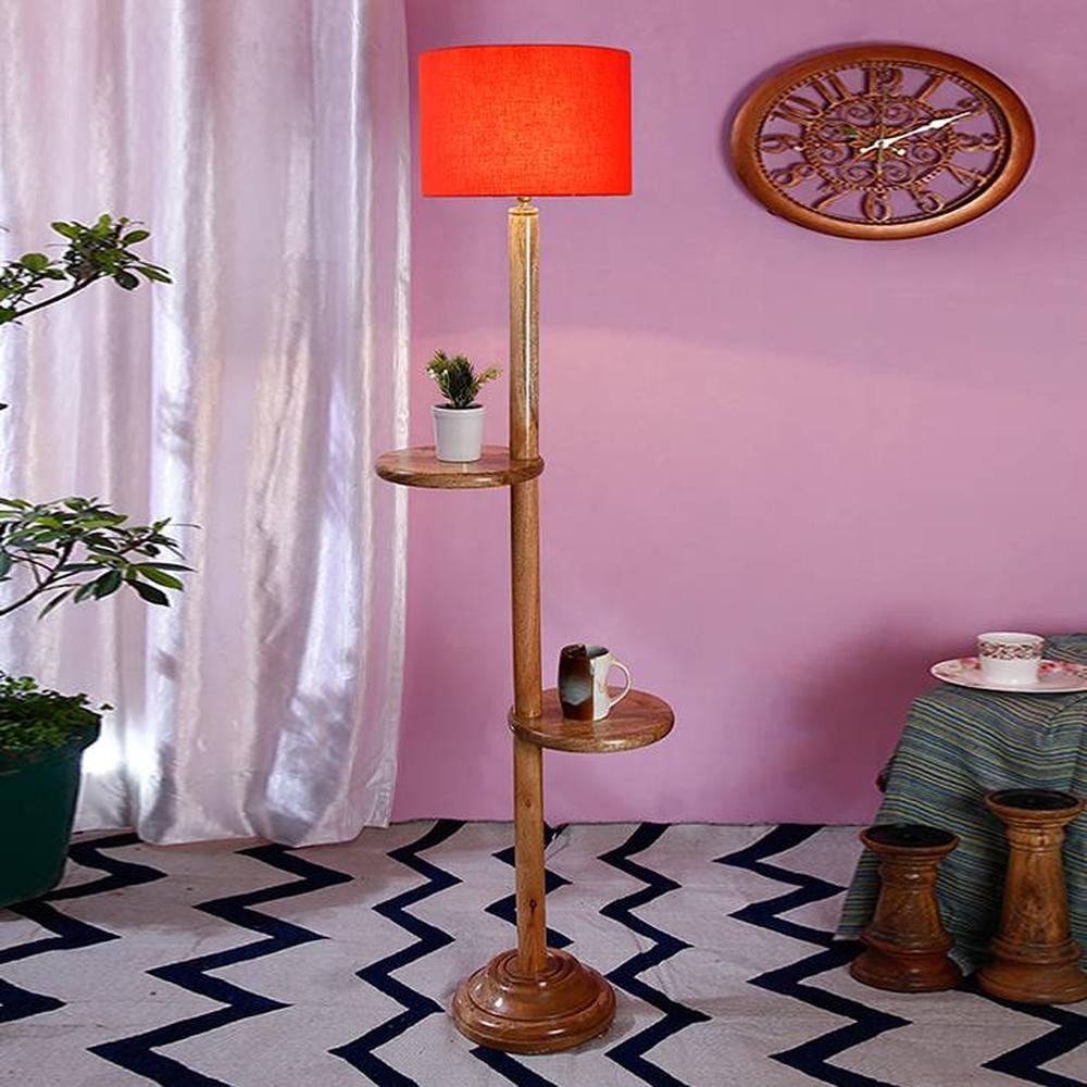 Hillary Orange Cotton Shade Floor Lamp