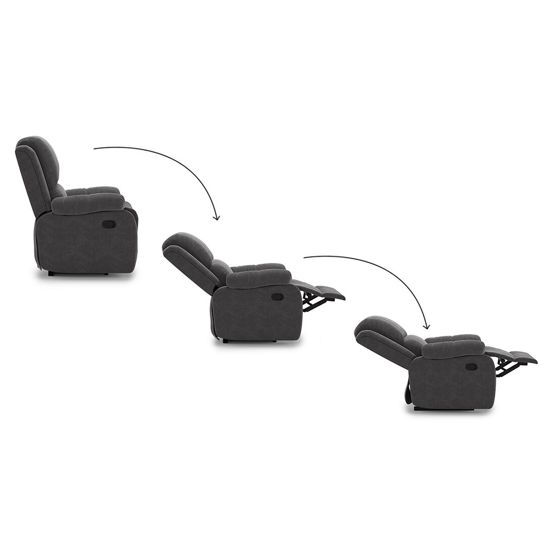 Lebowski Fabric One Seater Manual Recliner in Smoke Fabric Colour