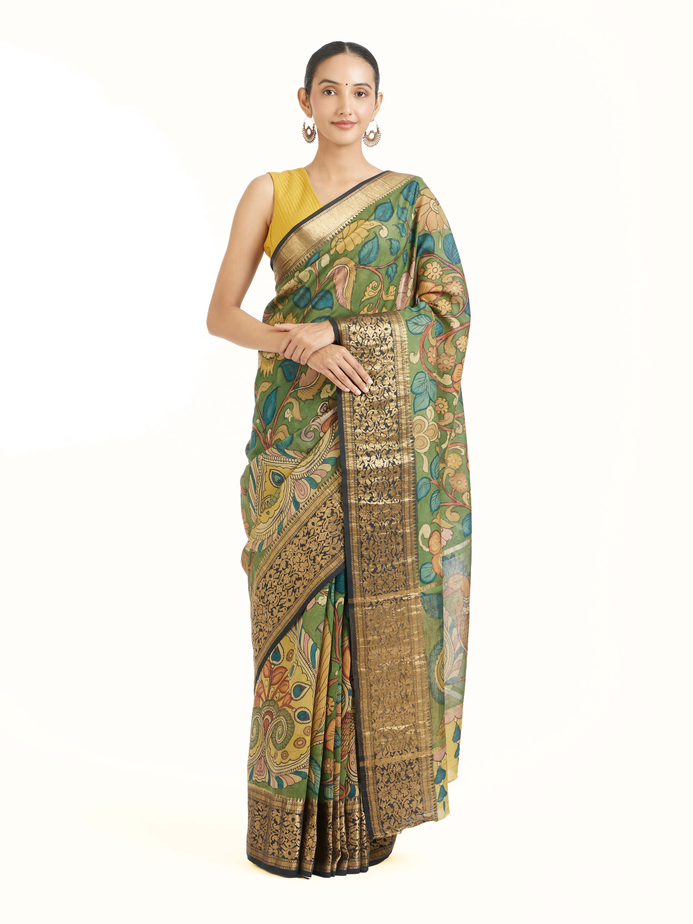 Kalamkari Chiniya Silk Saree