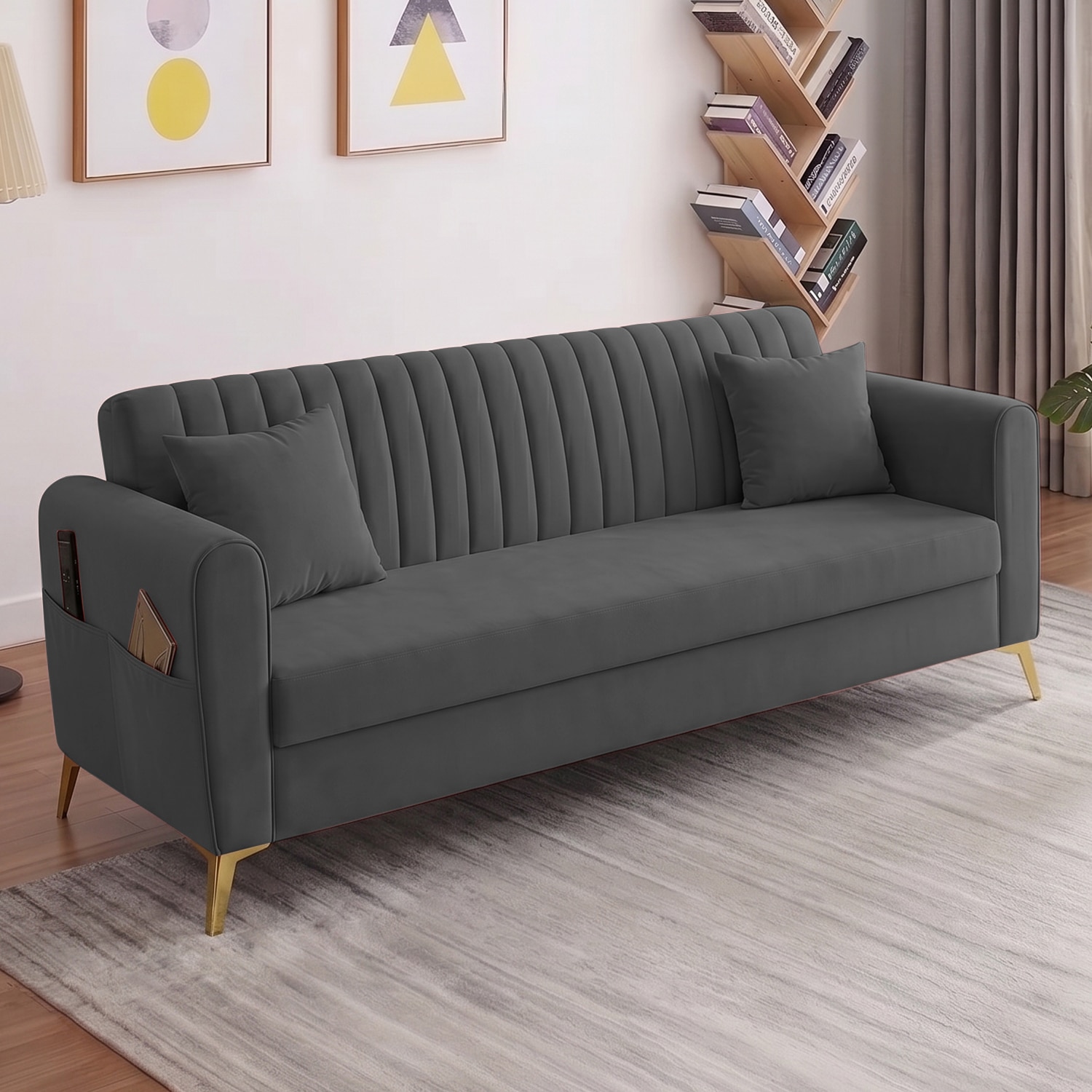 Daraco Velvet 3 Seater Sofa in Dark Grey Color - Home Lifestylez