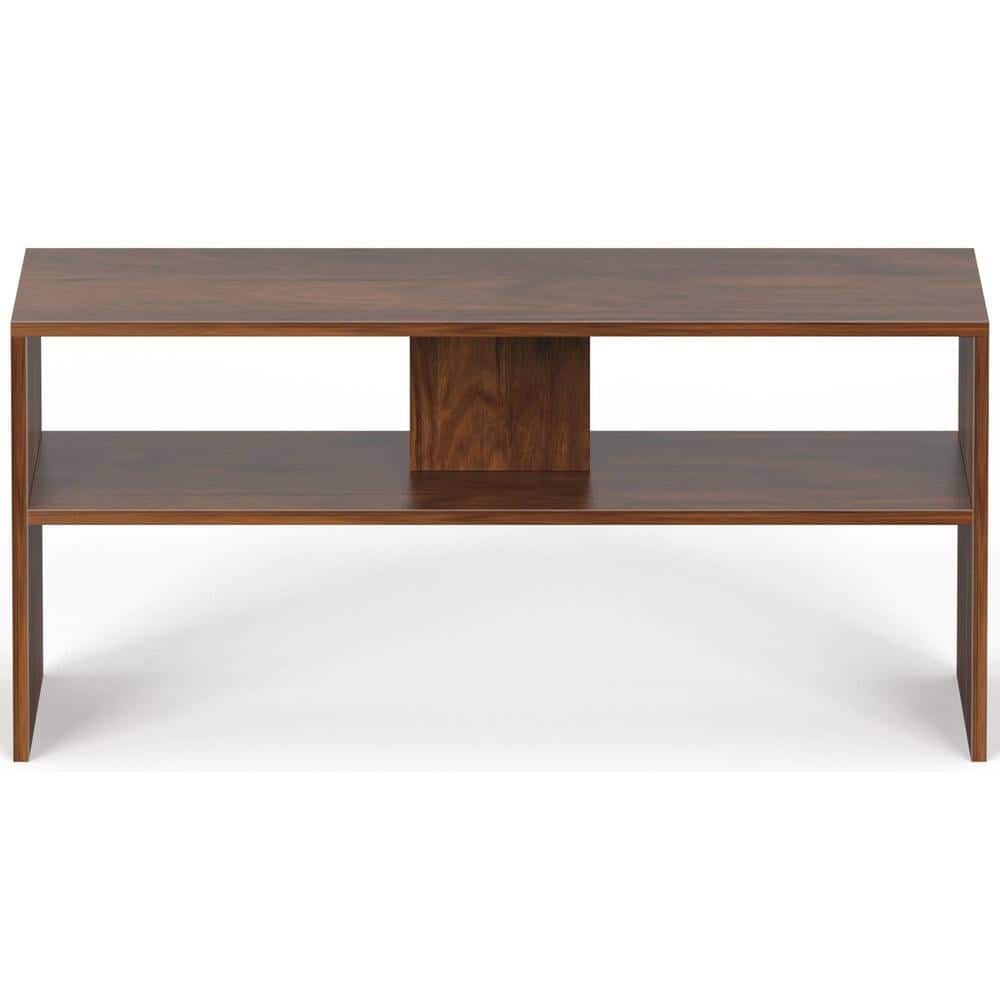 Oliver Engineered Wood Coffee Center Sofa Tea/Teapoy Console Table With Storage (Brown Maple)