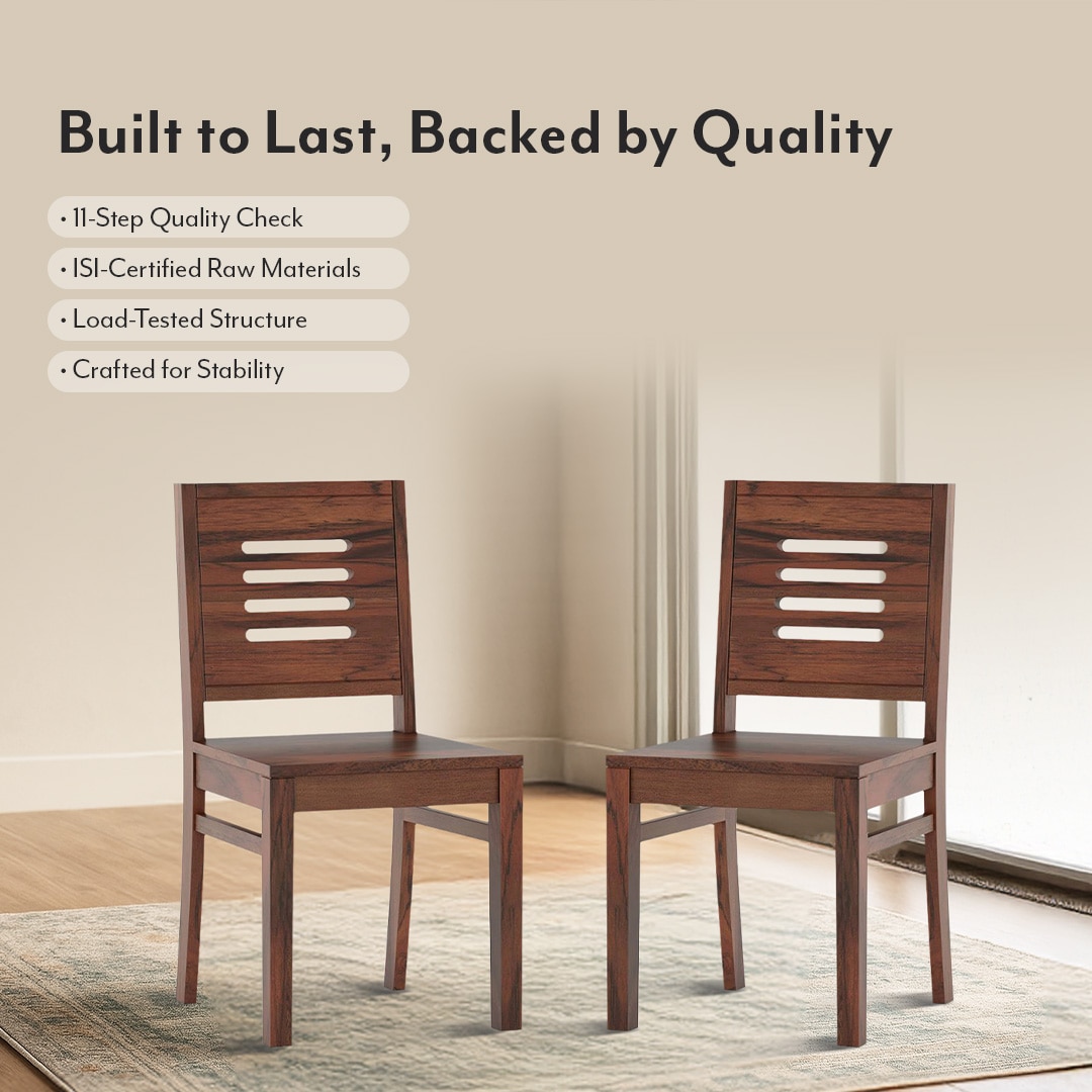 Arlo Solid Wood Dining Chair Set Of 2 In Sienna Teak Finish