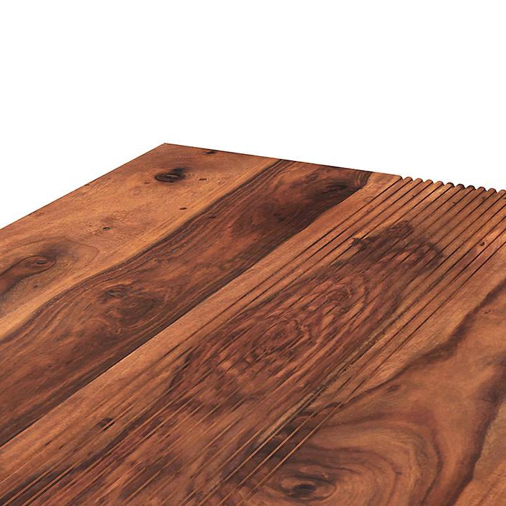 Striado Rectangular Solid Wood Coffee Table In Teak Finish