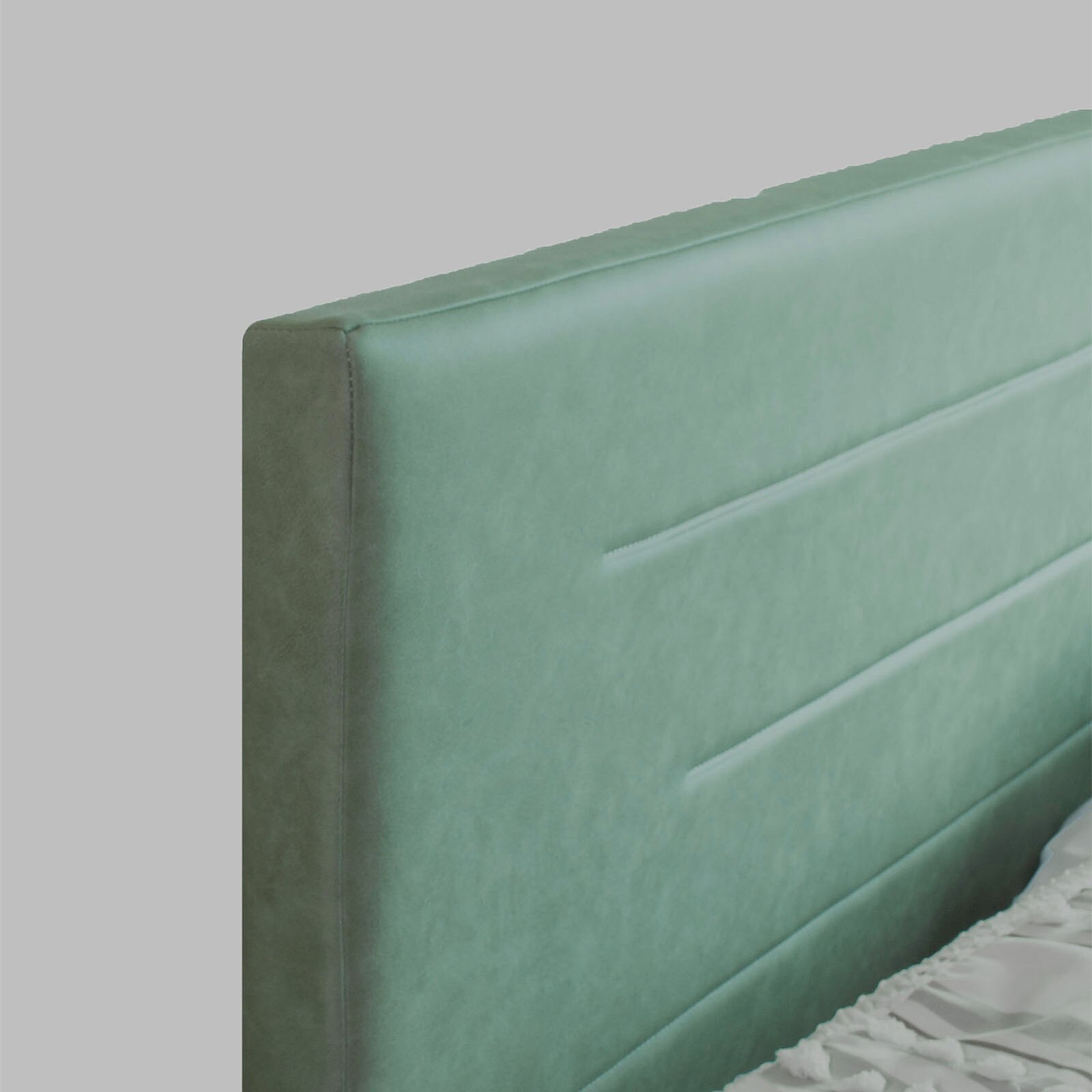 Ahimsa Bed With Premium Leatherette Fabric Box and Half Hydraulic Storage - Queen Bed