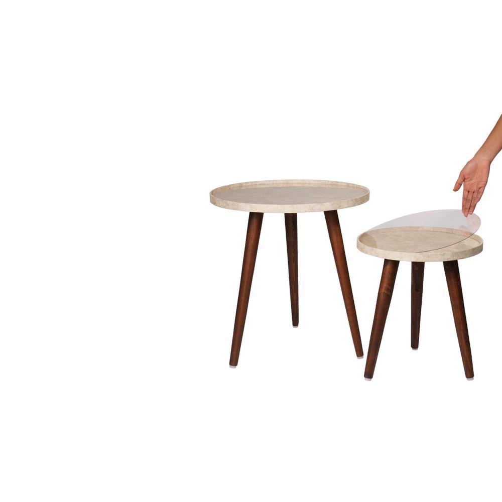Ethereal Gold Round Nesting Tables with Wooden Legs, Side Tables, Wooden Tables, Living Room Decor by A Tiny Mistake