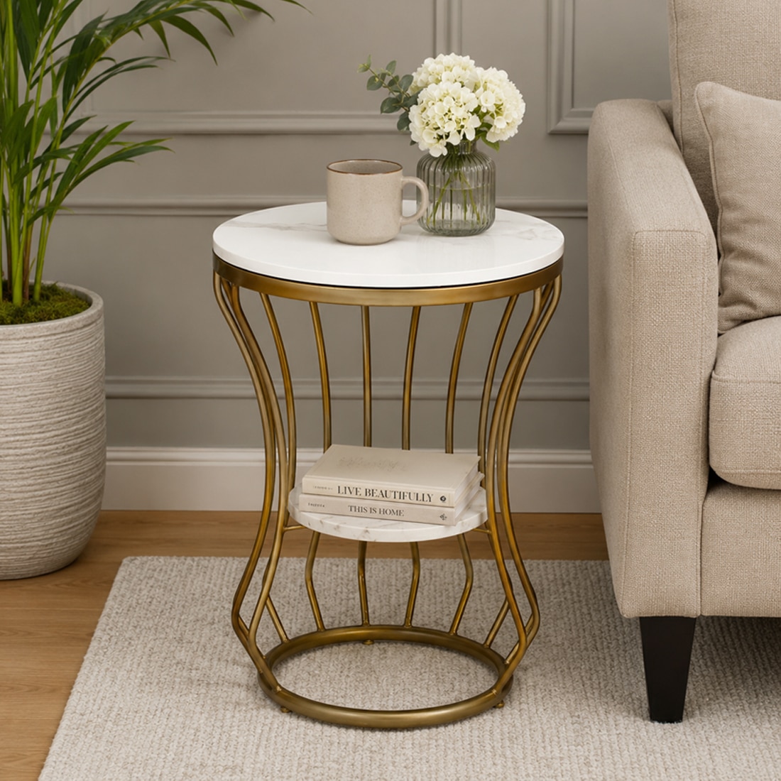 Velo Metal Side Table in Gold Colour