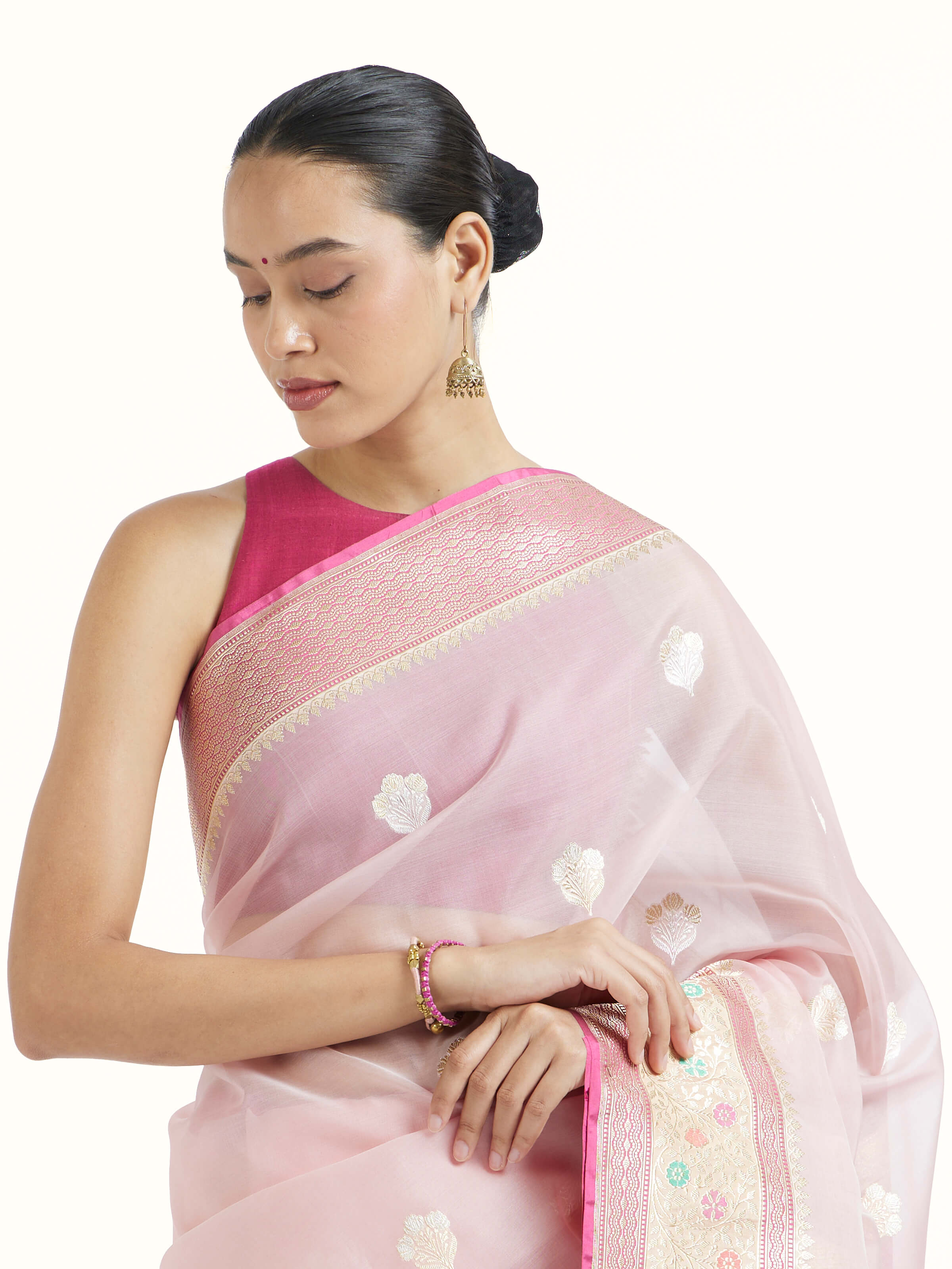 Pink Banarasi Kadhwa Silk Saree