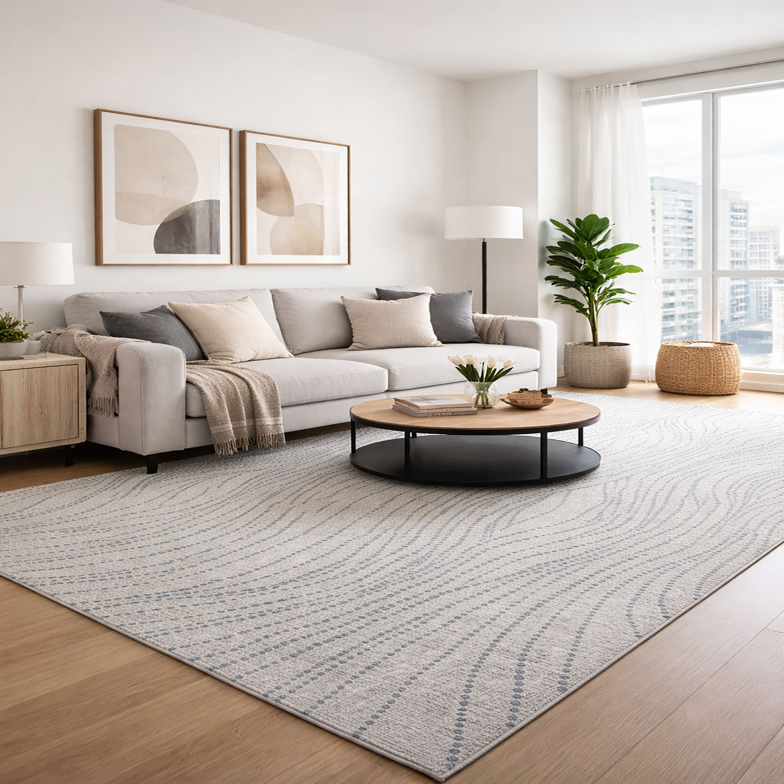 Coastal Drift Wool Rectangle Carpets Hand Tufted in Ivory Colour - The Woven Legacy