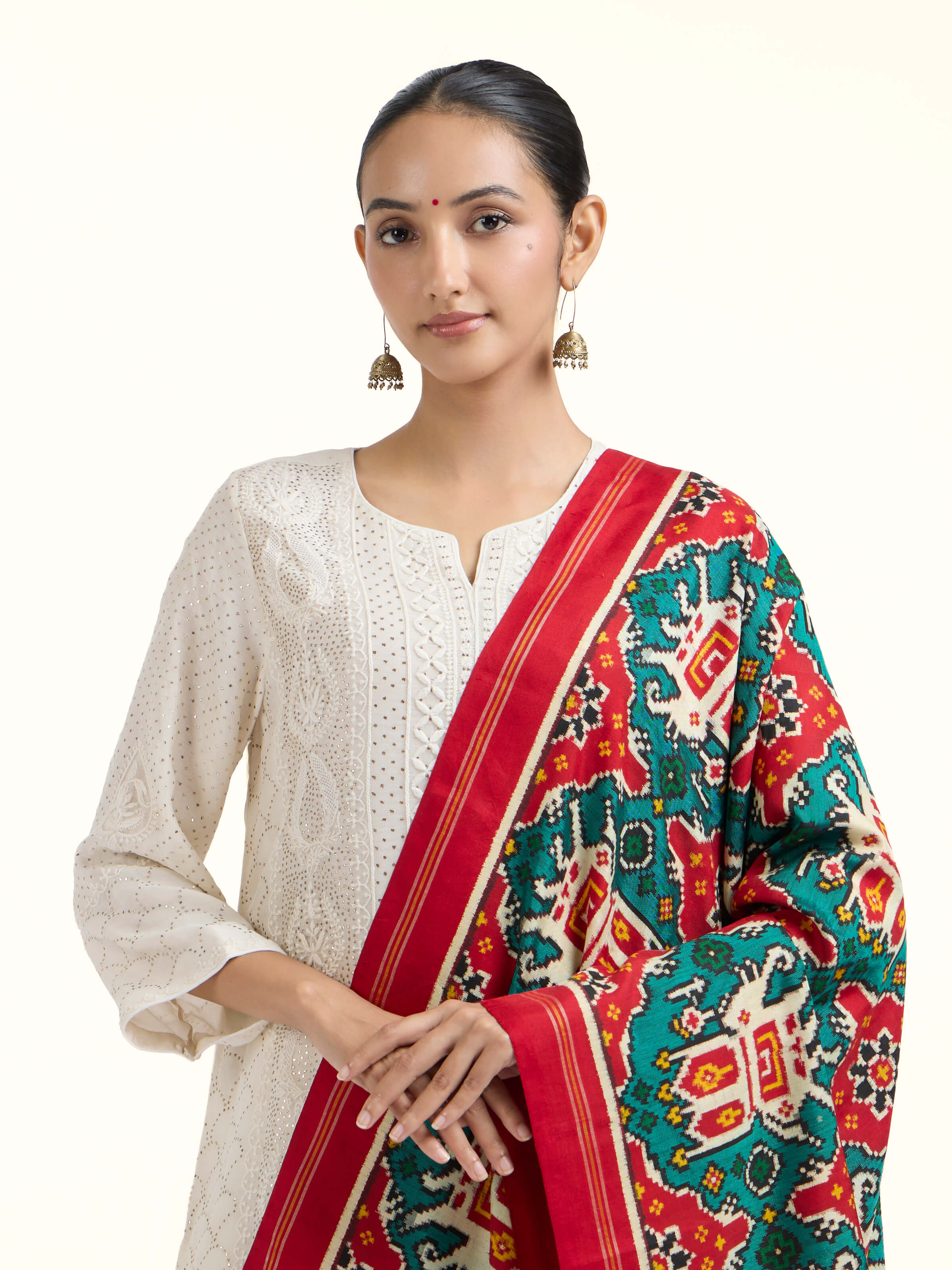 Turquoise Silk Patola Dupatta