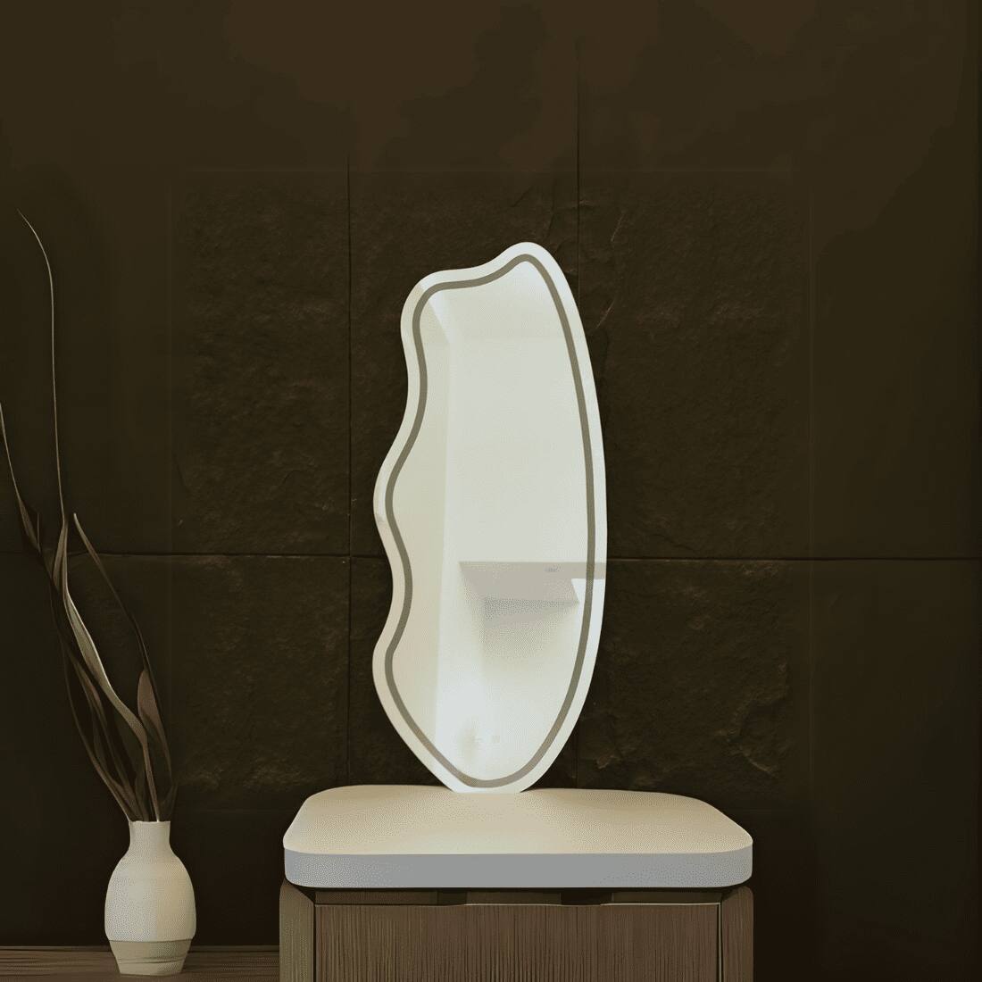 LED Abstract Shape Mirror Light - Modern Illuminated  Mirror