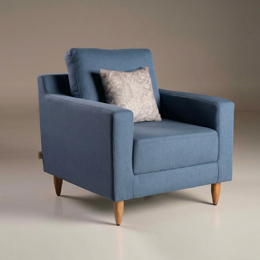 Stevens 1 Seater Fabric Sofa in Turkish Blue Colour - Durian