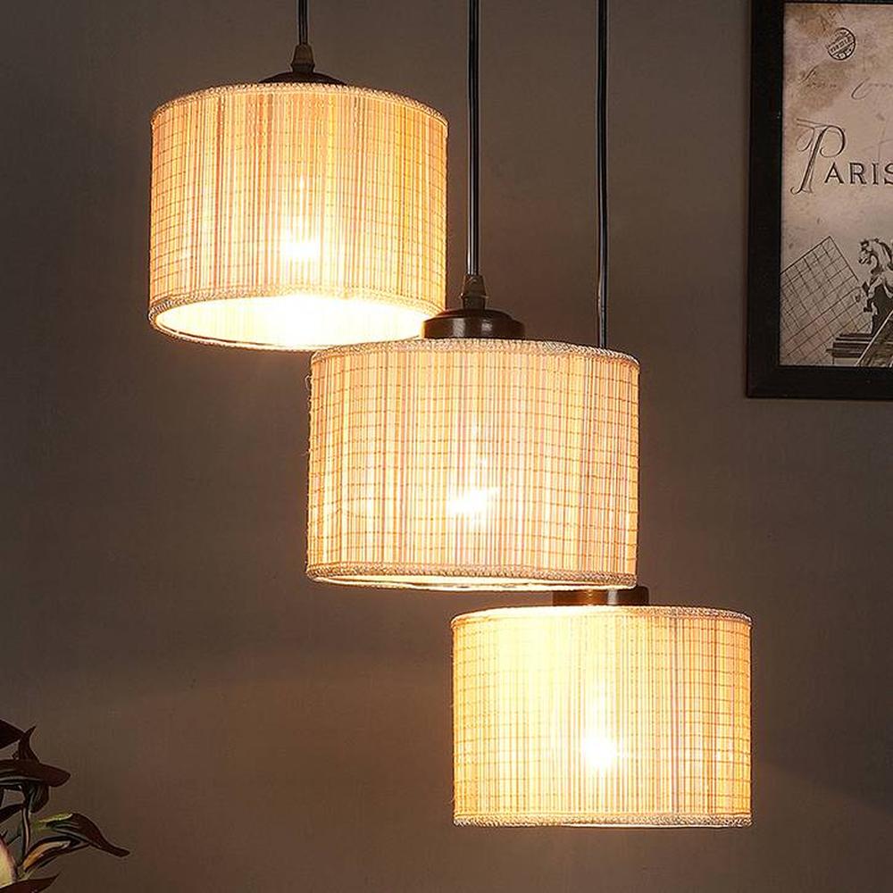 Solomon Beige Bamboo Cluster Hanging Light