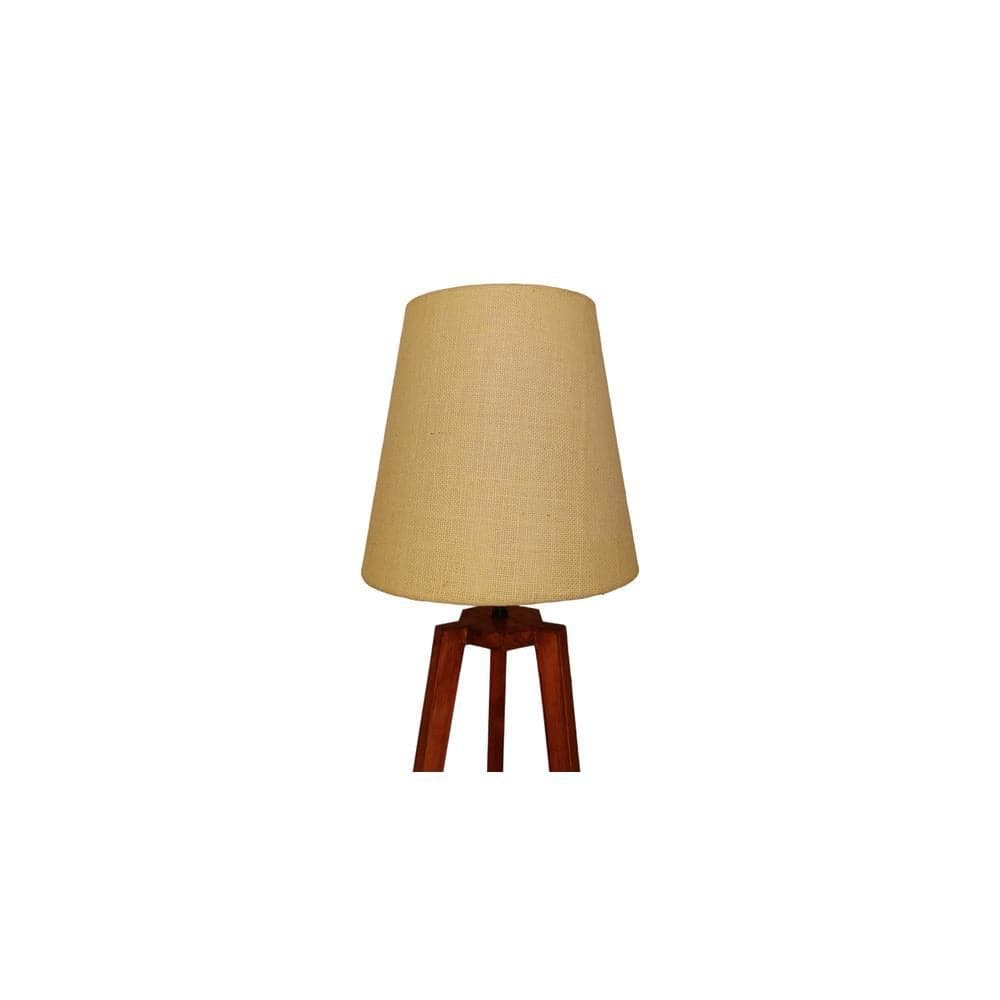 Adrienne Brown Wooden Table Lamp with White Jute Lampshade