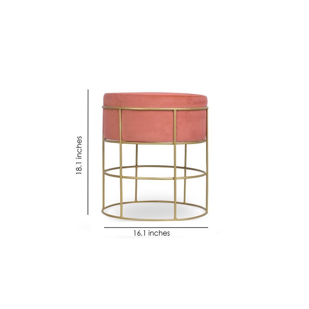 Lyra Solid Wood  Ottomon in  Pink Colour