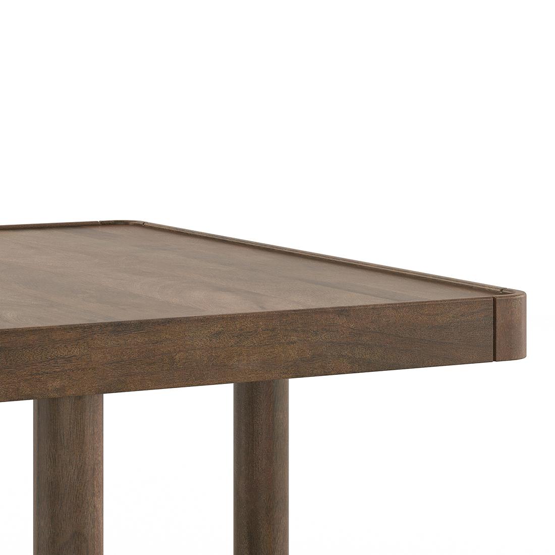 Tetra Square Solid Wood Coffee Table With Seats In Danish Walnut Finish In Olive Colour Fabric