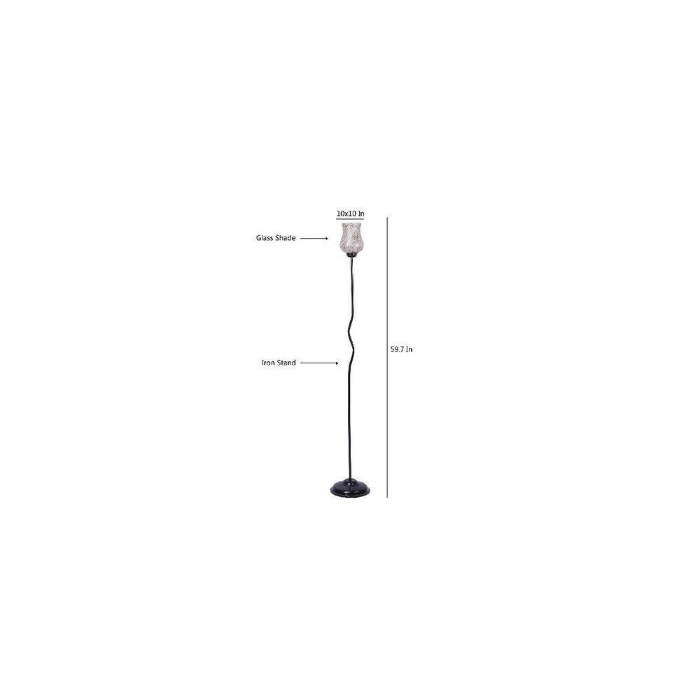Luna Multicolour Glass Floor Lamp with Black Iron Base