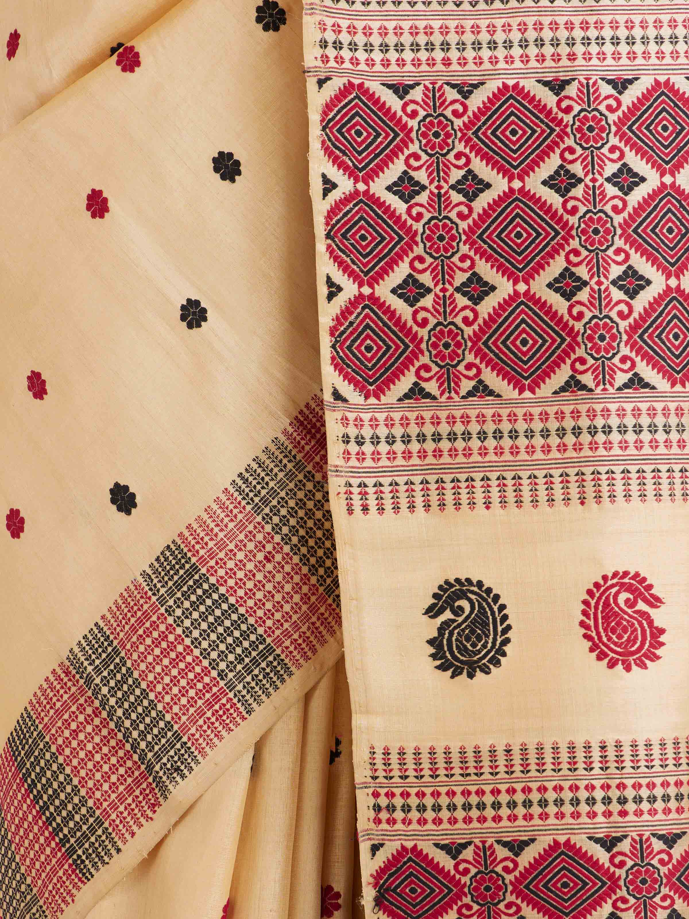 Beige Tussar Silk Saree