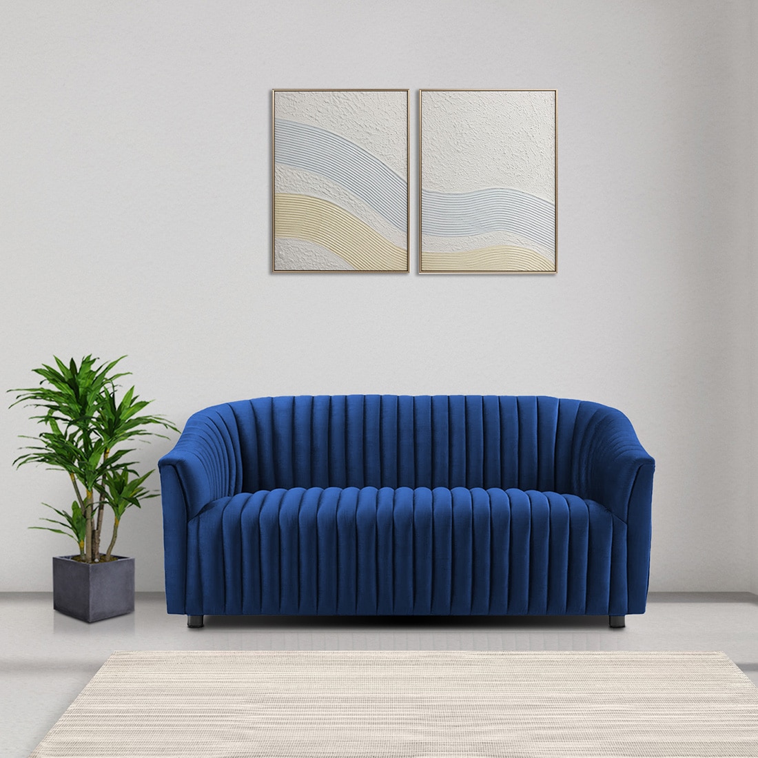 Camro Fabric Sofa (Navy Blue)