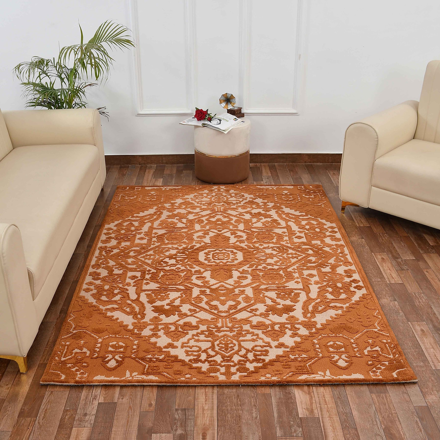 Multicolor Traditional Machine Made Polyester 5 X 7 Feet Carpet - Presto