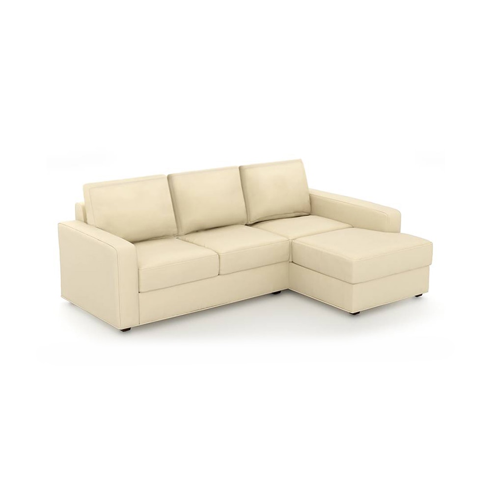 Apollo Sofa (Colour : Cream, Cushion : Hard, Seating Capacity : Right Aligned 2 Seater + Right Aligned Chaise + Ottoman)