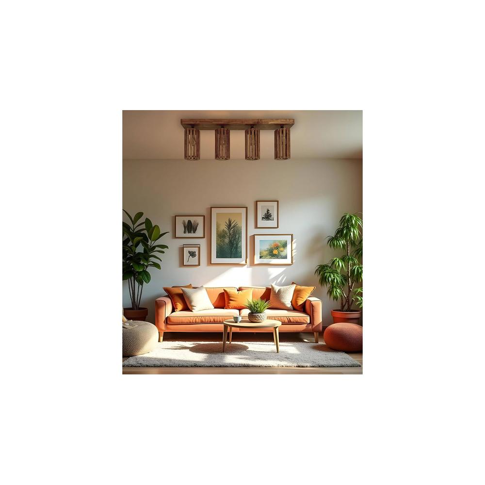 Casa Brown Solid Wood Ceiling Light