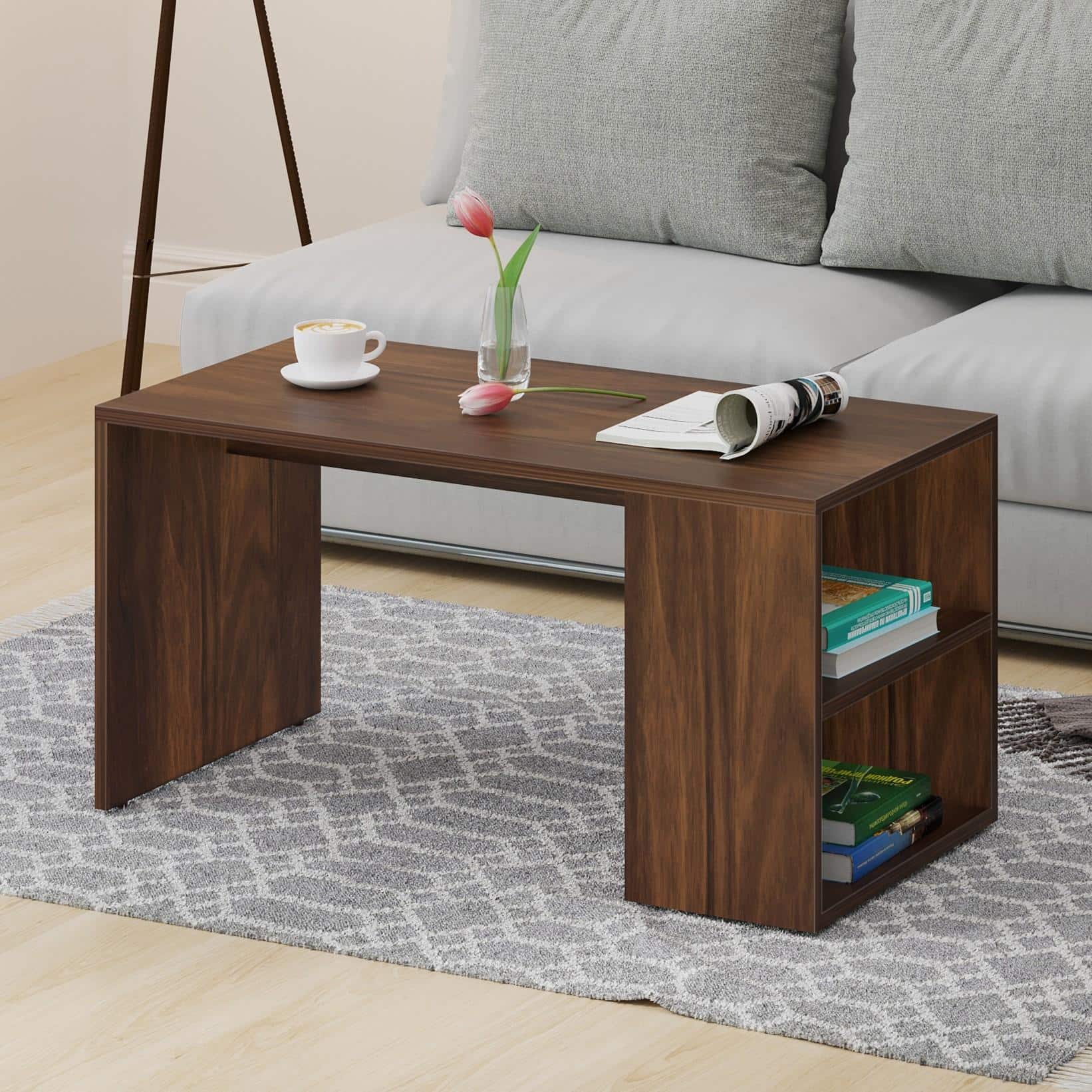Tayvue Engineered Wood Coffee Table in Brown Maple Finish