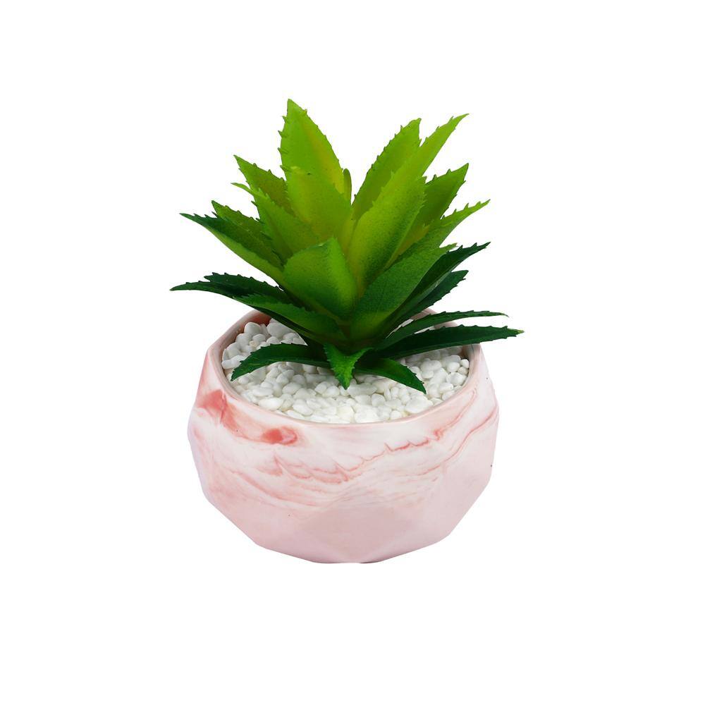 Pink 1 Pieces Aloe Vera Artificial Plant With Pot