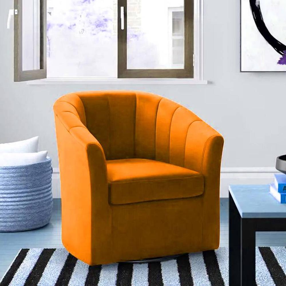 Accentrin Solid Wood Accent Chair in Orange Colour - Home Lifestylez
