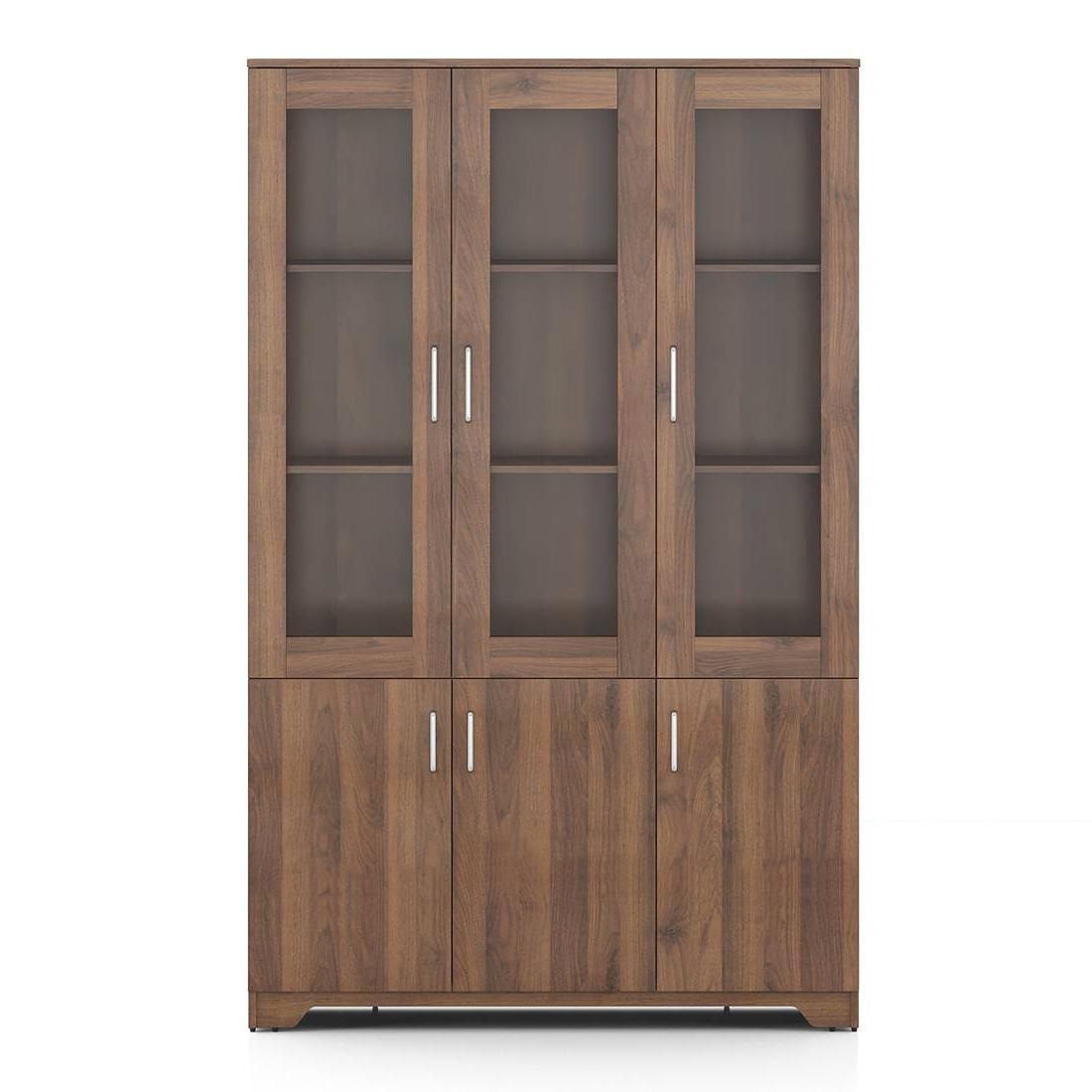 Hubert 6 Door Kitchen Display Cabinet in Classic Walnut Finish
