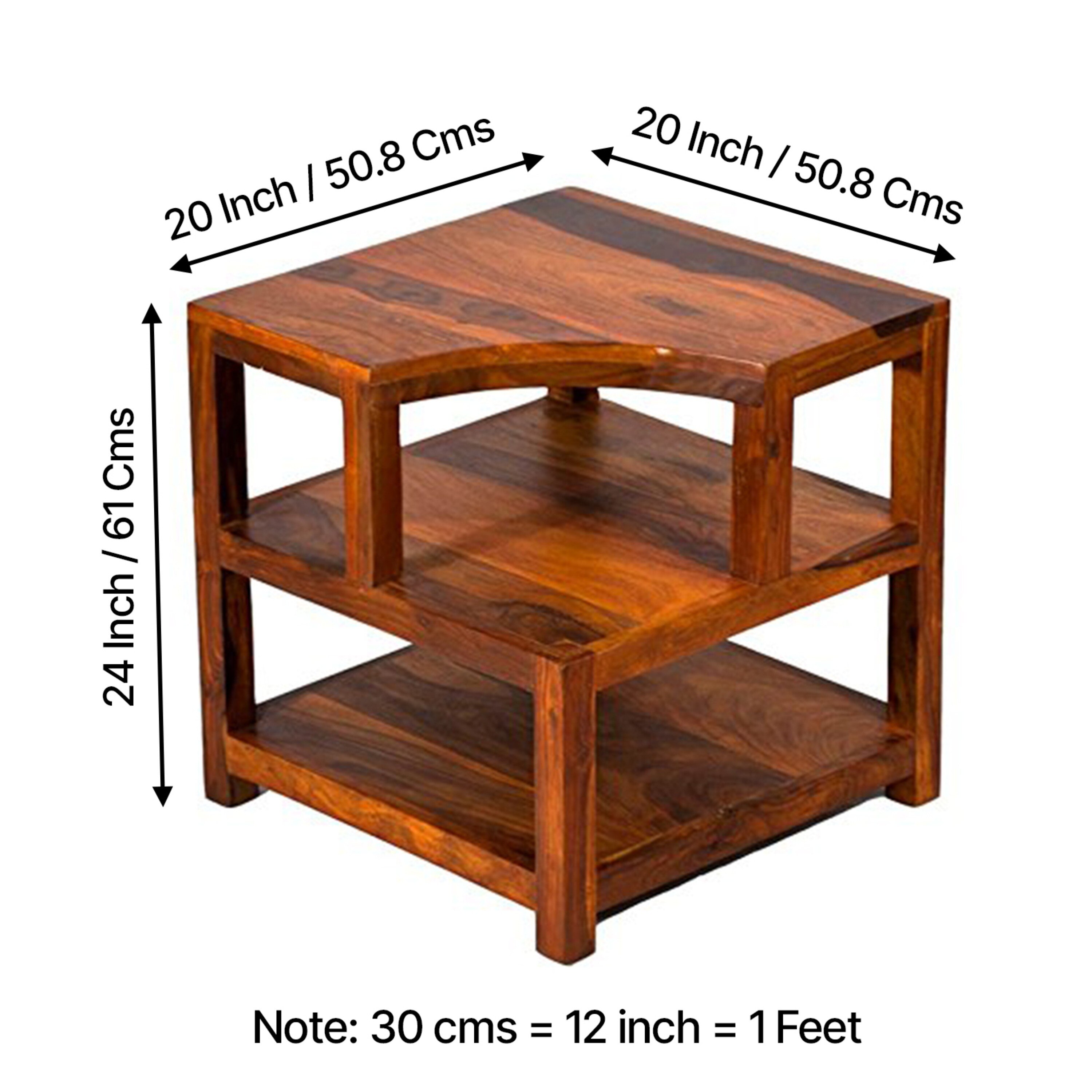 Aural Sheesham Wood Contemporary Bedside Table End Table In Pine Finish (Lgo)