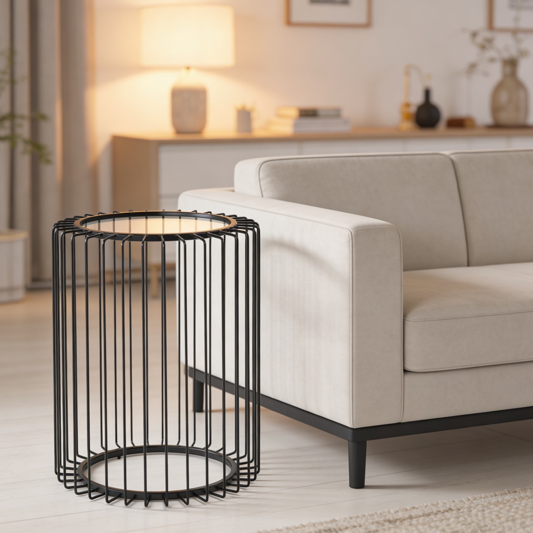 Black Metal Cage Side Table - Handicrafts Town