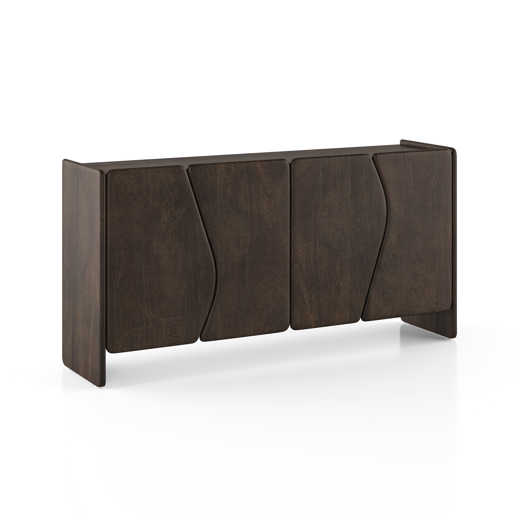Koro Solid Wood Sideboard In Dark Chestnut Finish