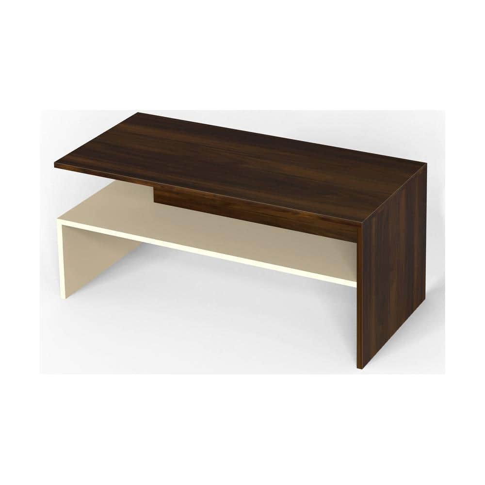 Taurley Engineered Wood Coffee Center Sofa Tea/Teapoy Console Table (Brown Maple & Beige)