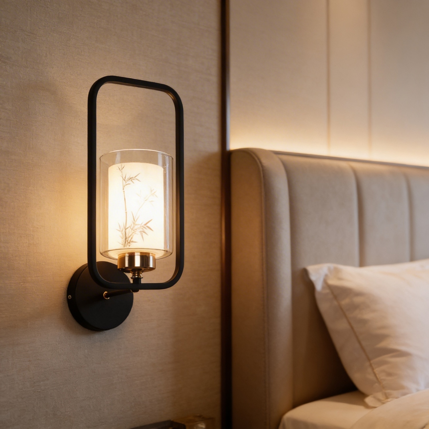 Eliante Modern Wall Lights Mild Steel, Glass & Glass Material Brown, Gold & White Finish - Eliante