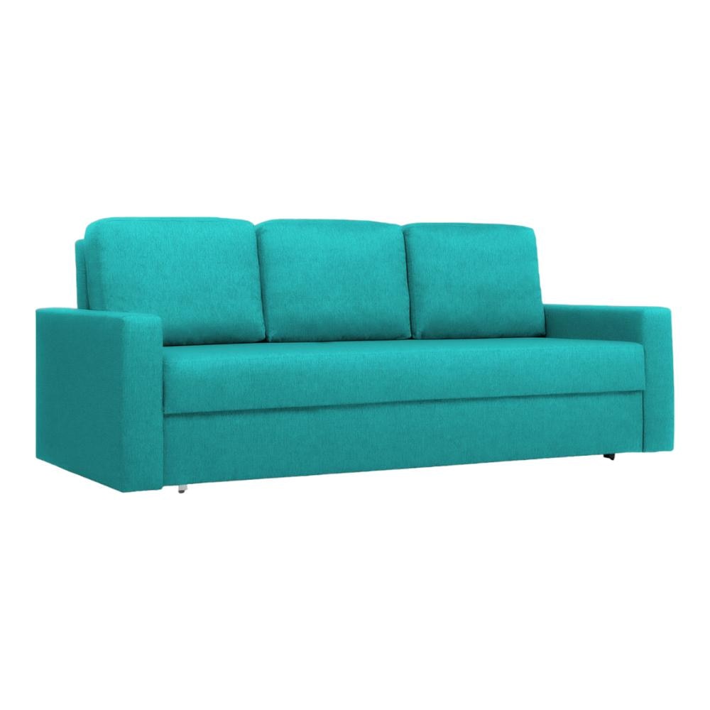 Rubbik 3 Seater Pull Out Sofa cum Bed  in Turquoise Colour - Ikro Lifestyle