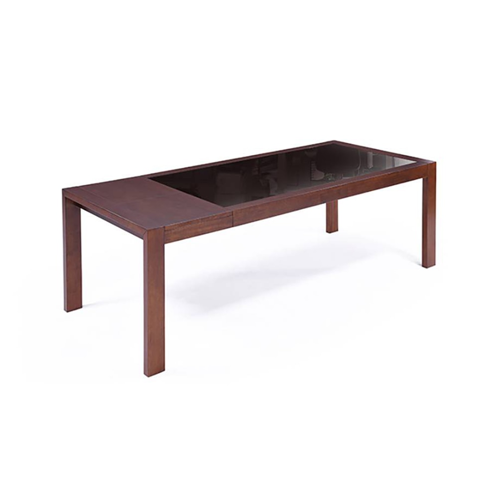 Vanalen 6-To-8 Extendable - Dalla 6 Seater Glass Top Dining Table Set (Colour- Grey , Finish- Dark Walnut)