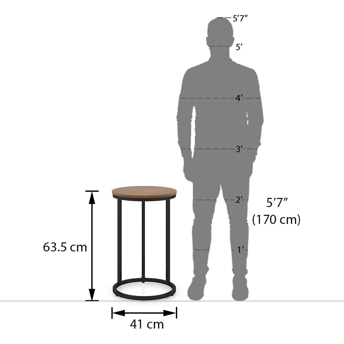 Delphine Solid Wood Side Table in Amber Walnut Finish