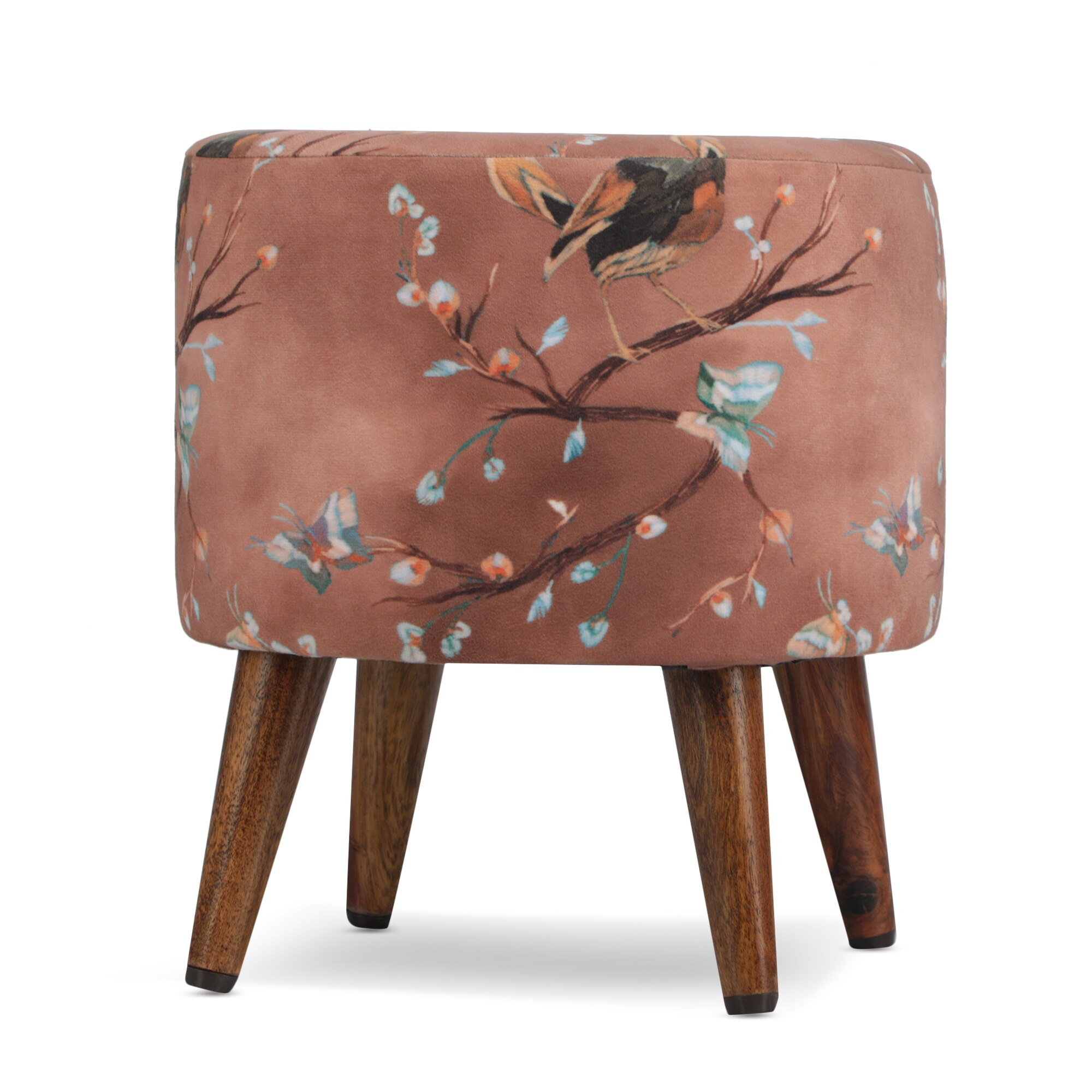 Luke Solid Wood  Ottomon in  Brown Colour