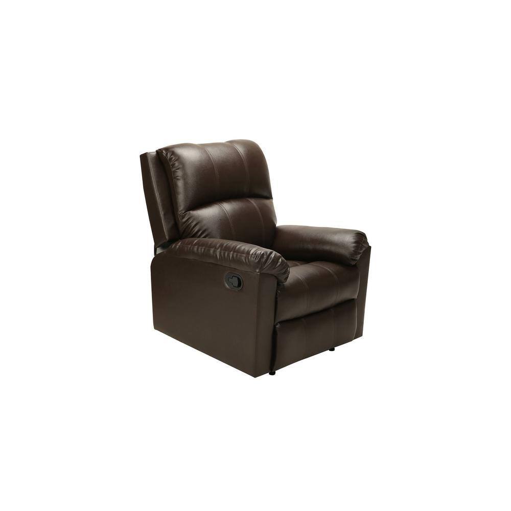Chicago Leatherette One Seater Manual Recliner in Brown Colour