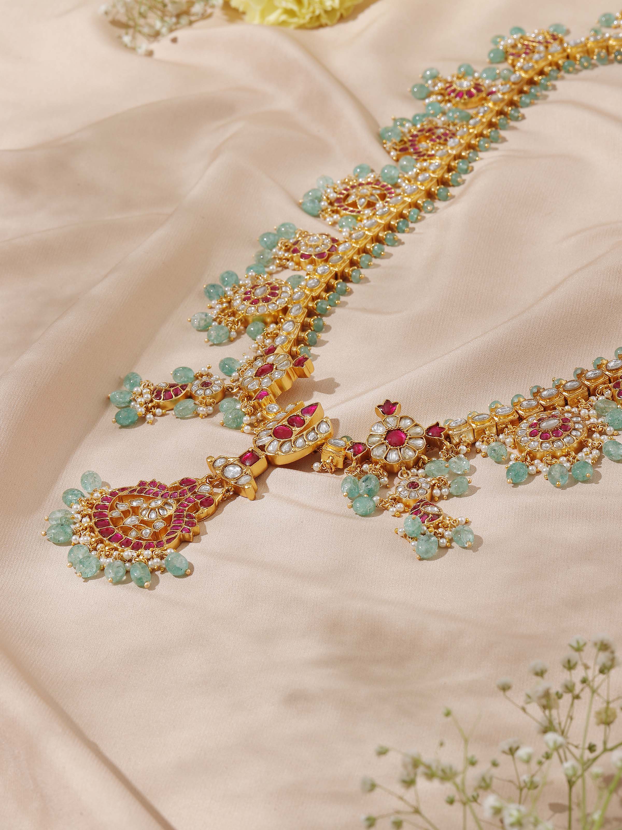 Silver smithing long necklace close-up on display – Swadesh