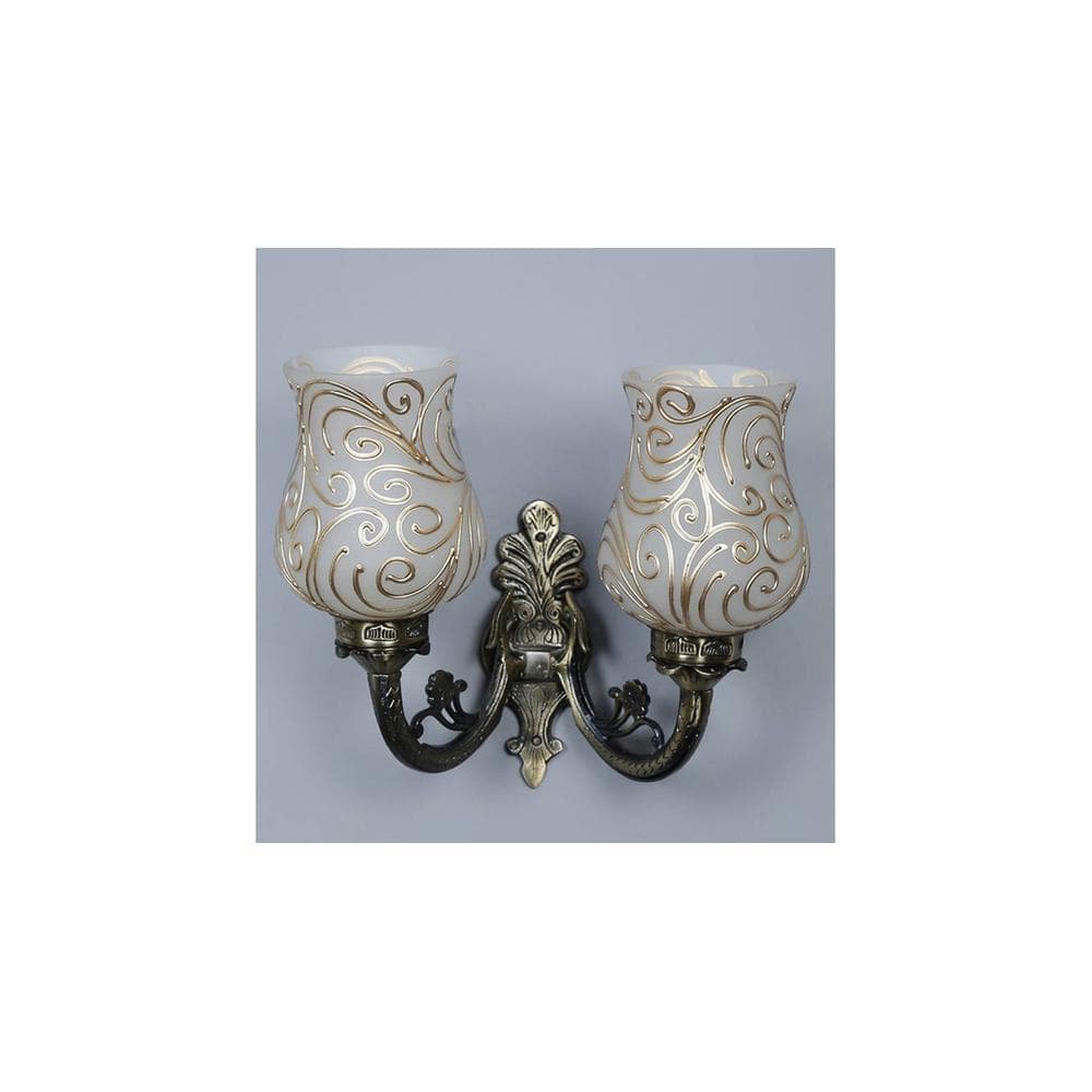 Gypsy Antique Metal Double Wall Mounted Lamp with Multicolor Mosaic Glass