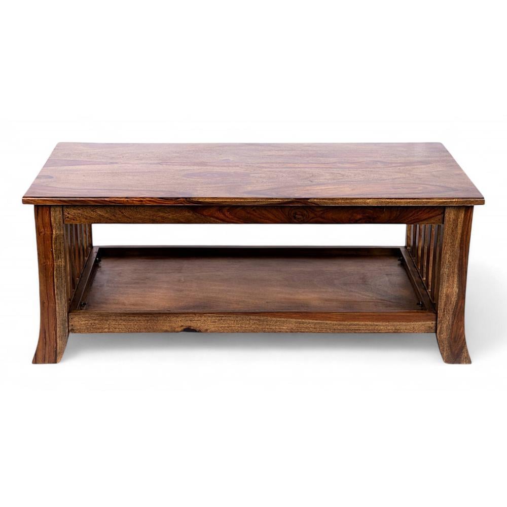 Omar Sheesham Wood Coffee Table In Teak Finish