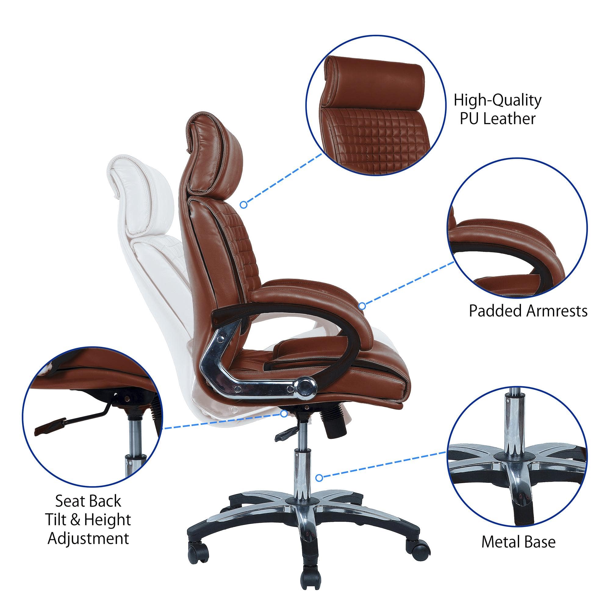 Mearisha High Back Executive Chair in Ten Brown Colour